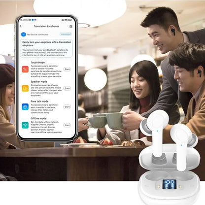 Smart Translation Earbuds: Real-Time Voice Translator with 144 Languages, Online/Offline Support, Four Translation Modes, and 98% Accuracy